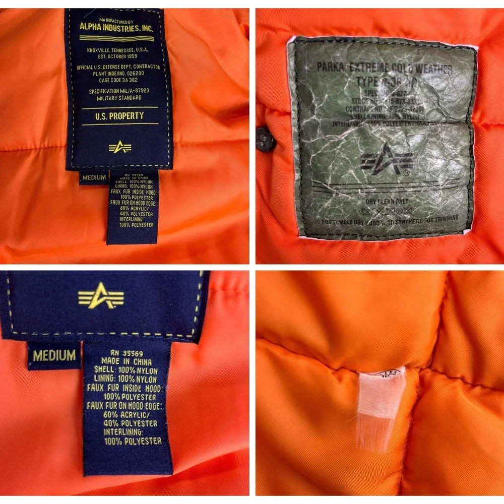 VTG Alpha‎ Industries N-3B Parka Jacket Mens Med Extreme Cold Weather Military